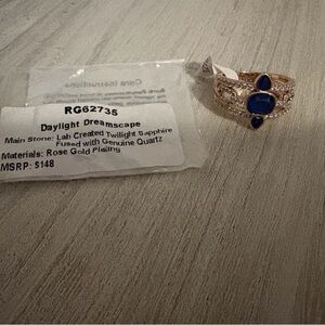 NWT Bomb Party "Daylight Dreamscape" Ring LC Sapphire Rose Gold RG62735 Sz9